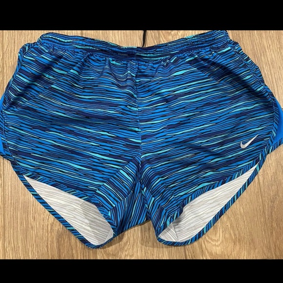 Nike Blue Striped Dri Fit Tempo Running Shorts M - Picture 1 of 8